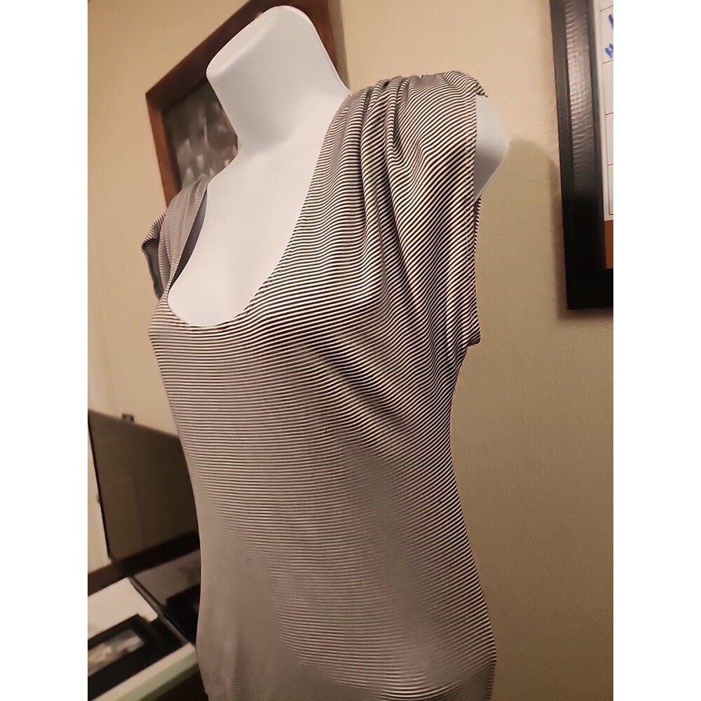Designer Look! Max Studio Gray Striped Dress - Cinched Hem Detail - Size M
